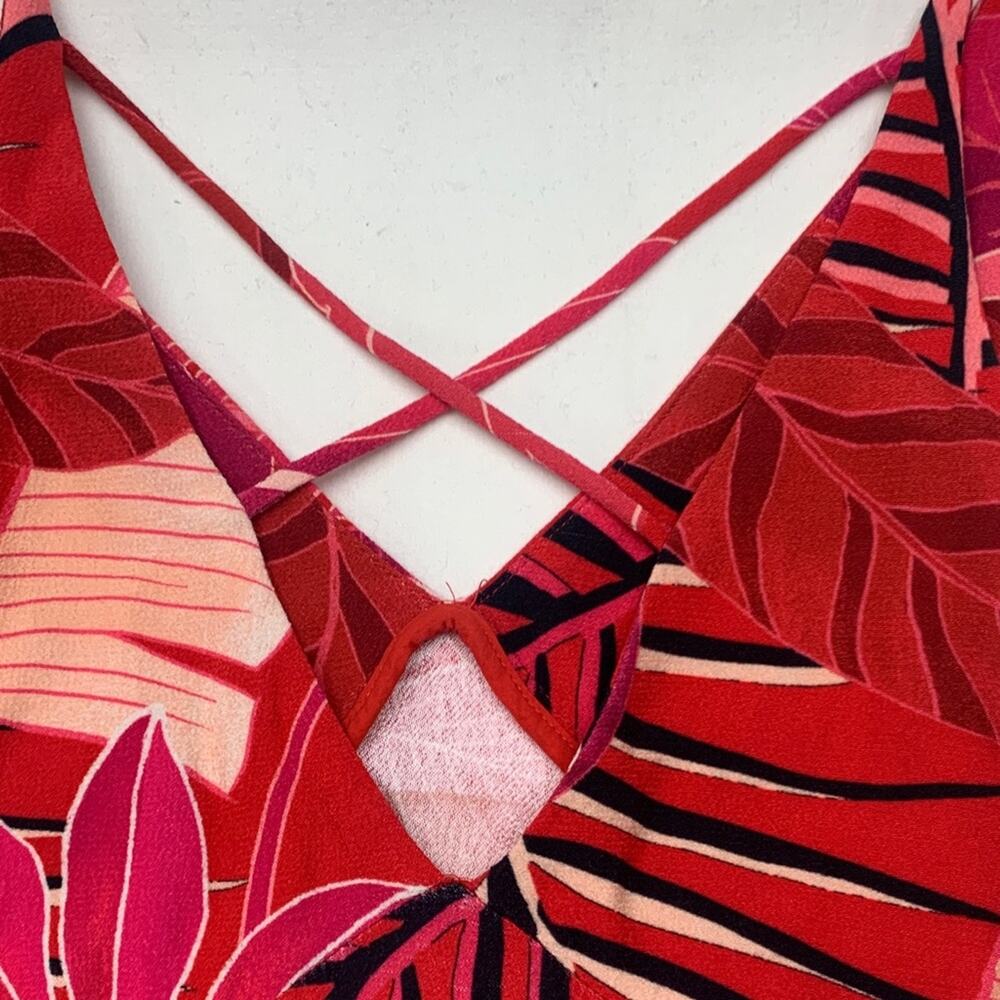 Farm Rio xs Philipa maxi dress Tropical Red Pink women's party Hawaiian resort - Picture 10 of 12